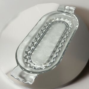 Vintage Clear Glass Tray Dish For Celery Relish Pickle Olives Butter Grannycore